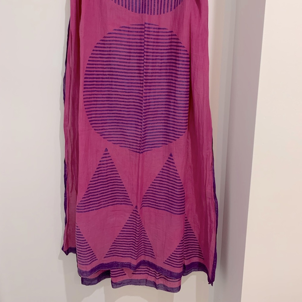 Block Shop Textiles hand printed cotton silk scarf - Temple pattern in Fuschia